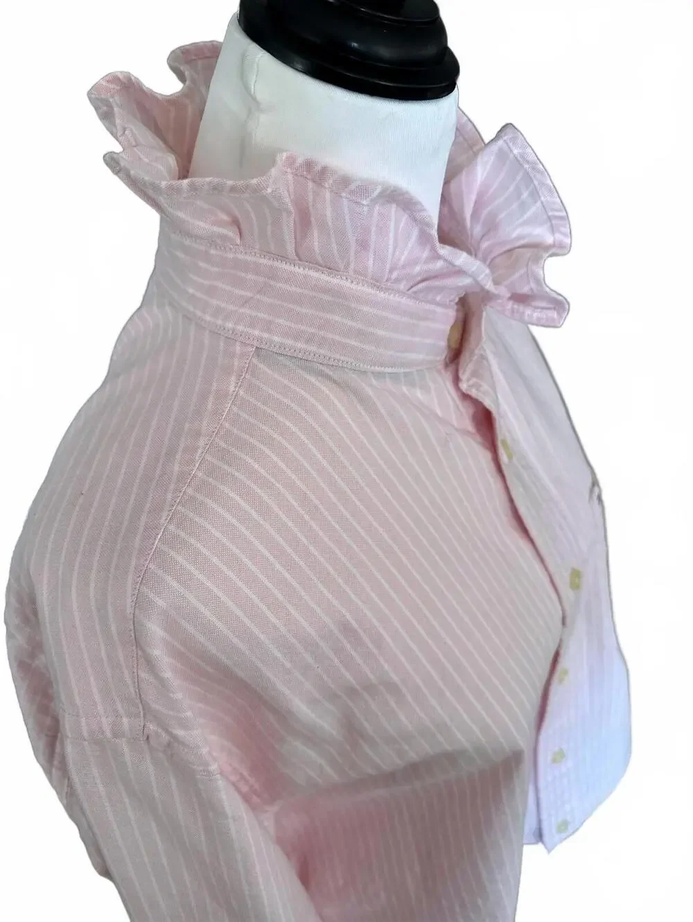 Tommy Hilfiger Pink Striped Ruffle Collar Button-Up Shirt - Picture 8 of 10